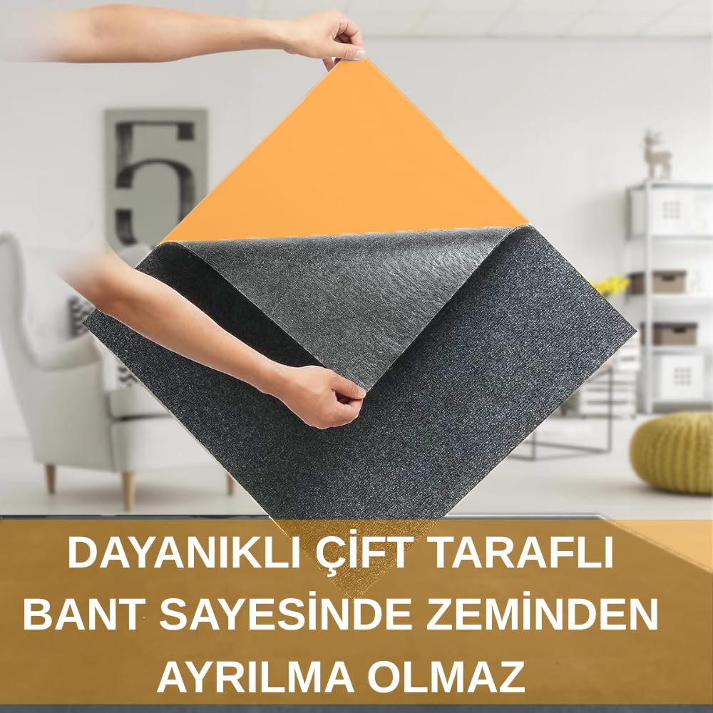 BEYLİNİ Kendinden Yapışkanlı Halıfleks Keçe Kaymaz Ev Tekne Ofis Yat Denizlicik Marina Karo Halısı 50x50 CM