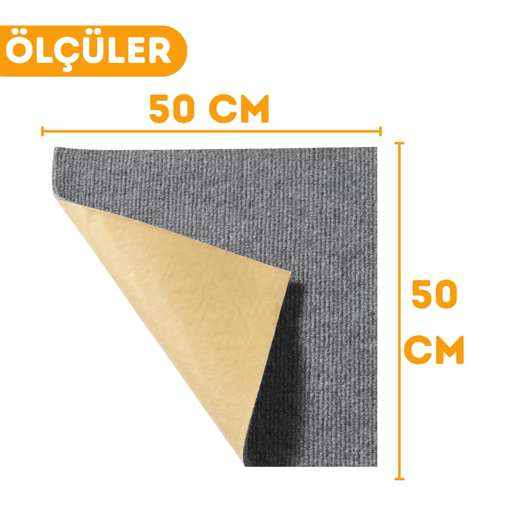 BEYLİNİ Kendinden Yapışkanlı Halıfleks Keçe Kaymaz Ev Tekne Ofis Yat Denizlicik Marina Karo Halısı 50x50 CM