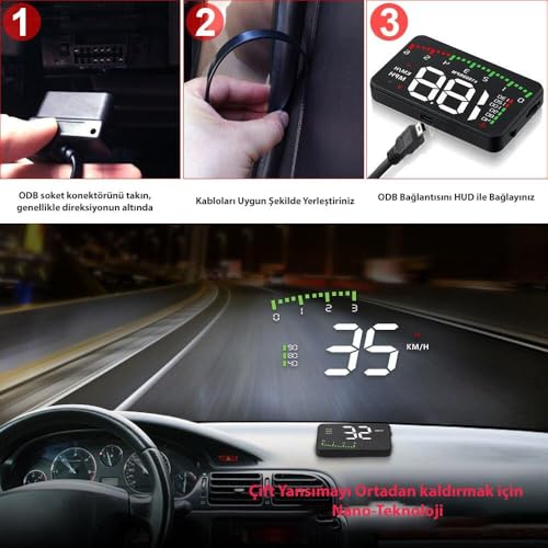 DailyTech HUD Head Up Display 3.5 İnç OBD Sanal Gösterge Paneli