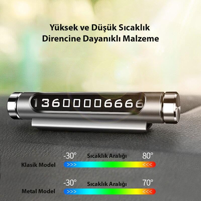 DailyTech Araba Araç Park Numaratör Telefon Numarası Yazma GÜMÜŞ GRİ