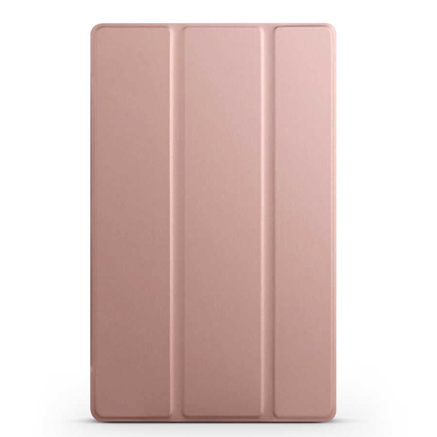 Elfia Lenovo M10 TB-X306F Gen.2 ile Uyumlu Arkası Transparan Standlı Katlanabilir Tablet Kılıf Rose Gold