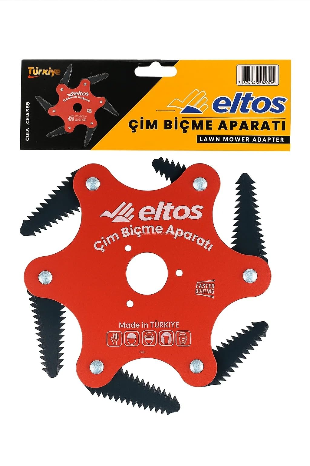 Eltos Çim Biçme Aparatı, 6 Bıçaklı, Ergonomik, Metal, Bahçe Tırpan Makinesi Ek Parça, CBA250
