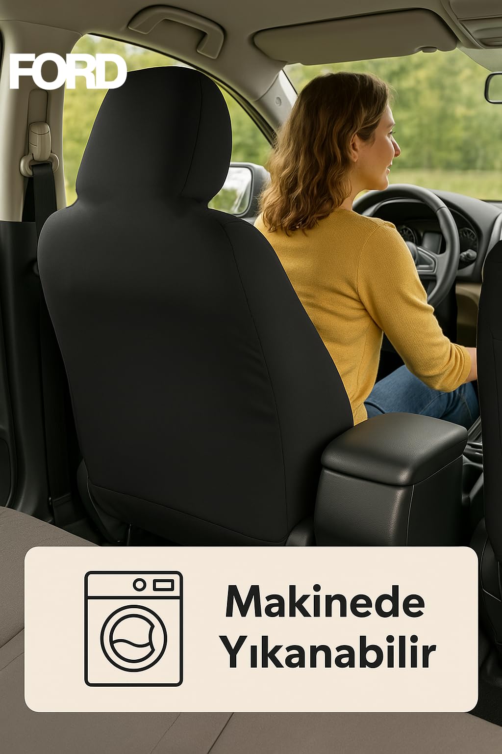 Gunaydin konforu Ford Tourneo Connect ile uyumlu oto koltuk kilifi ile aracinizda yasayin Siyah