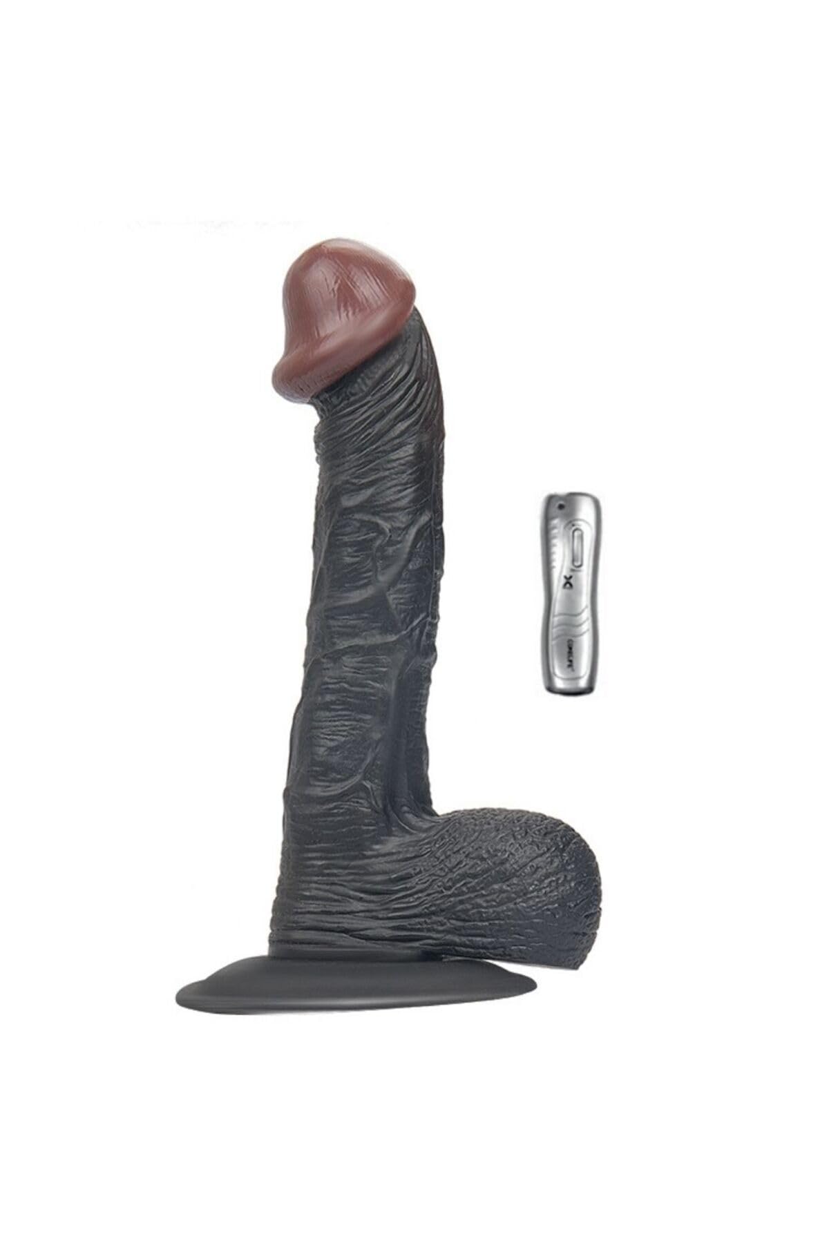TruvaShop 19.5 cm Tam Realistik Titreşimli Siyah Zenci Yapay Penis Vibratör