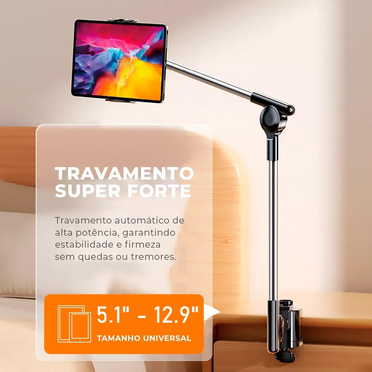 Coverzone Profesyonel Kullanım İçin Tablet Tutucu Ofis ve Ev İçin Profesyonel Tablet Standı – 12.9” Kadar Uyumlu, Ayarlanabilir Kol ve Dönüş Açısı, ZM-050