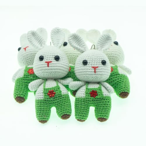 Renovon Mini Amigurumi Tavşan Anahtarlık | El Örgüsü Tığ İşi Peluş Figür |%100 Pamuk İp, Elyaf Dolgu | Çanta ve Anahtar Süsü