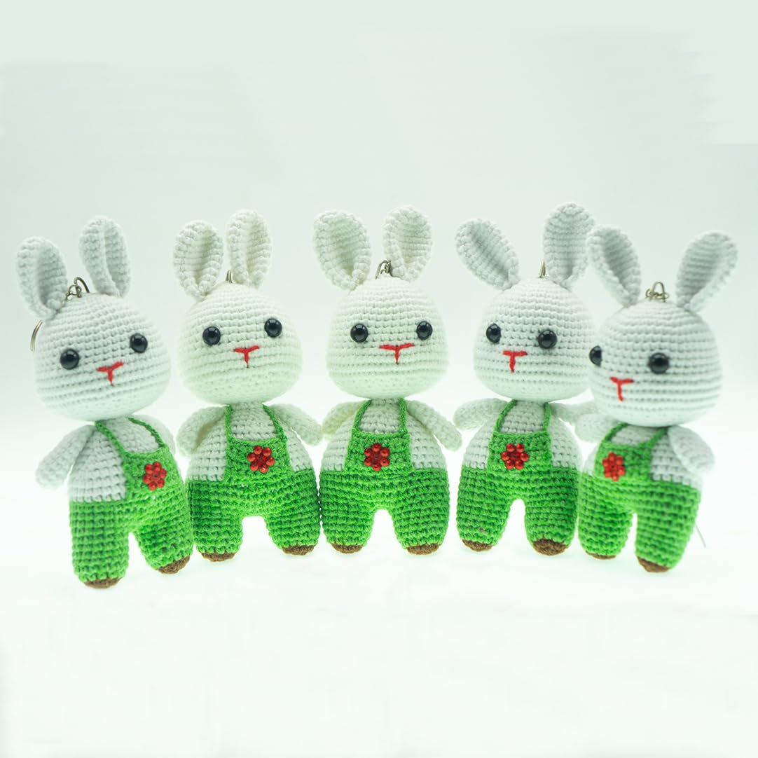 Renovon Mini Amigurumi Tavşan Anahtarlık | El Örgüsü Tığ İşi Peluş Figür |%100 Pamuk İp, Elyaf Dolgu | Çanta ve Anahtar Süsü