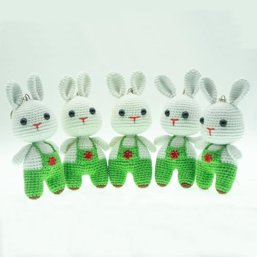 Renovon Mini Amigurumi Tavşan Anahtarlık | El Örgüsü Tığ İşi Peluş Figür |%100 Pamuk İp, Elyaf Dolgu | Çanta ve Anahtar Süsü