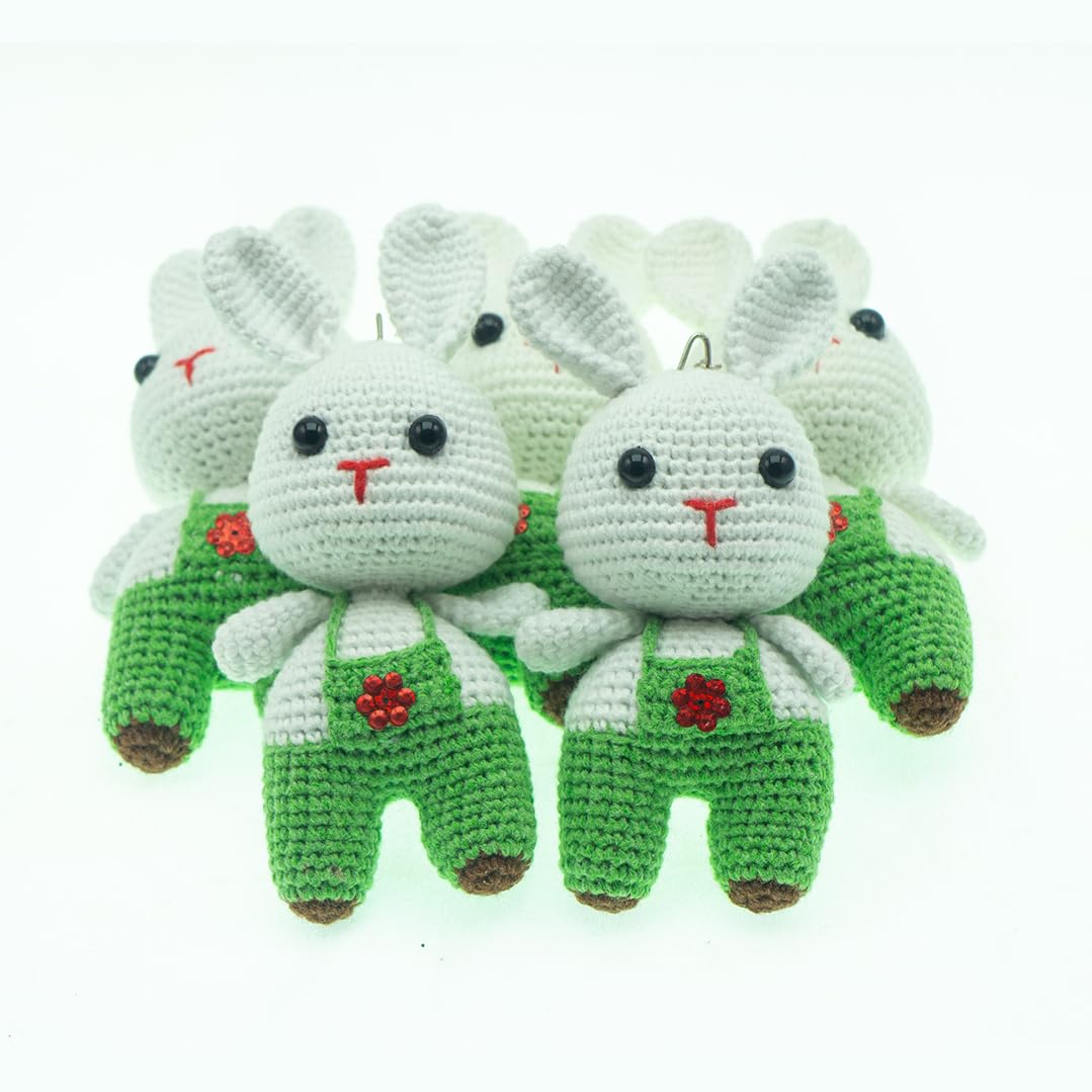 Renovon Mini Amigurumi Tavşan Anahtarlık | El Örgüsü Tığ İşi Peluş Figür |%100 Pamuk İp, Elyaf Dolgu | Çanta ve Anahtar Süsü