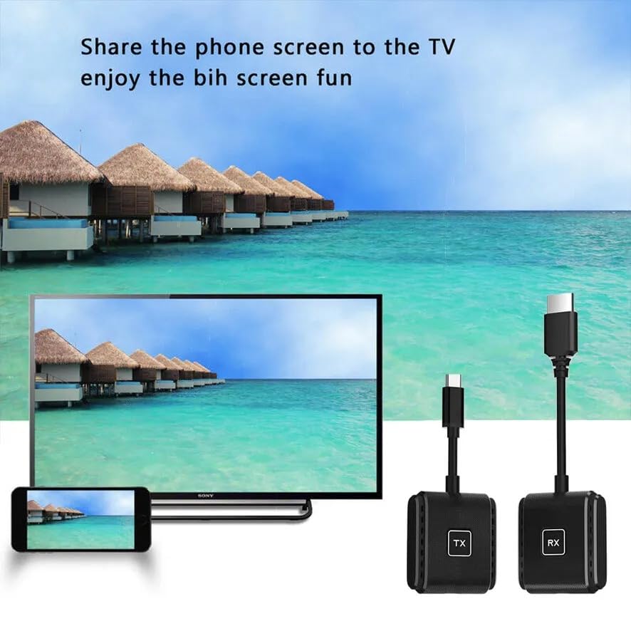 Coverzone Kablosuz HD Görüntü Aktarıcı Seti USB-C TX RX | 1080P 60Hz Tak Çalıştır | Bilgisayar TV Bağlantı Kiti | İnternetsiz Ekran Yansıtma - S1 Type C