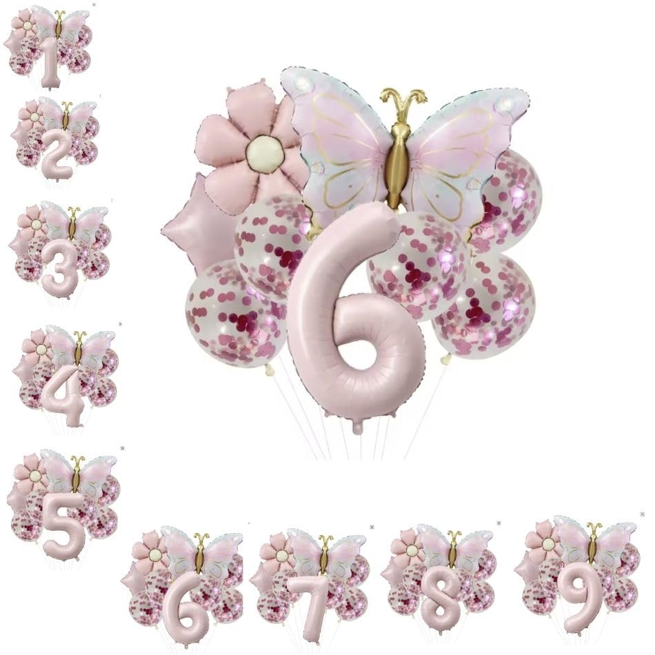 Gold Kelebek Papatyalı 6 Yaş Folyo Balon Set