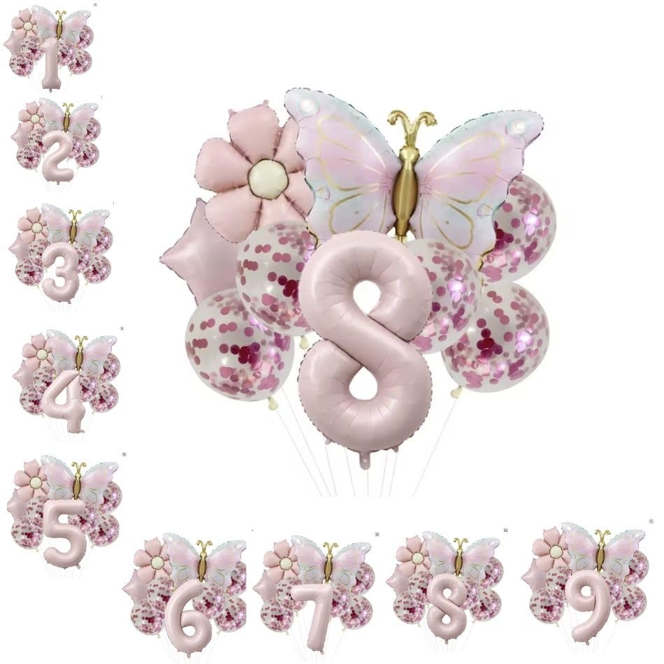 Gold Kelebek Papatyalı 8 Yaş Folyo Balon Set