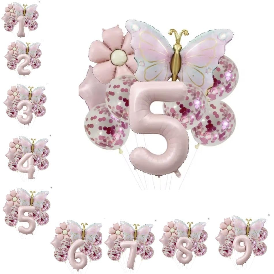 Gold Kelebek Papatyalı 5 Yaş Folyo Balon Set