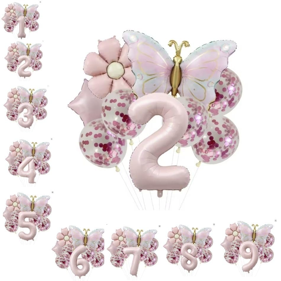 Gold Kelebek Papatyalı 2 Yaş Folyo Balon Set