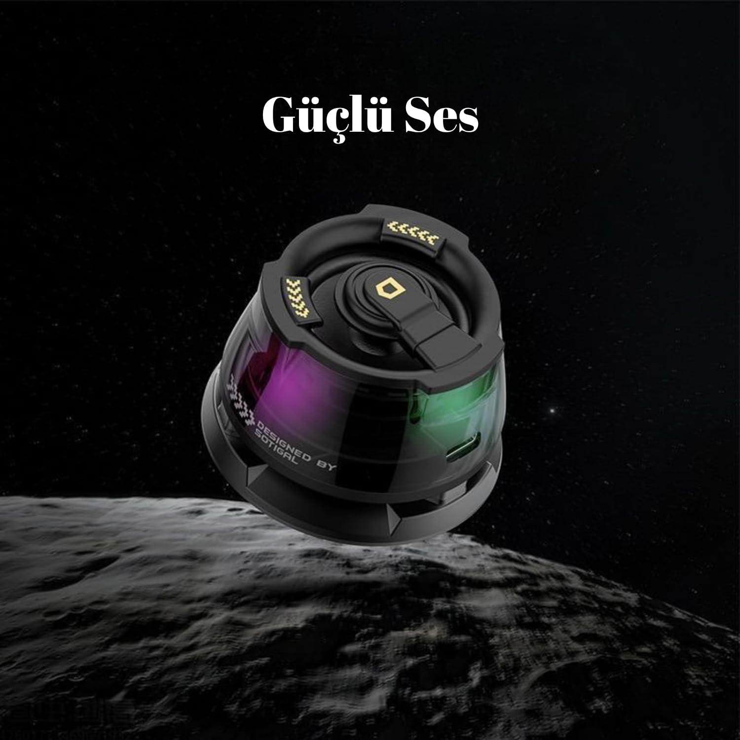 Magsafe Uyumlu RGB Işıklı Kablosuz Hoparlör | Güçlü Ses Çıkışı, Telefon Standı Özelliği, Taşınabilir Bluetooth Hoparlör ile Eğlencen Her Yerde Seninle!