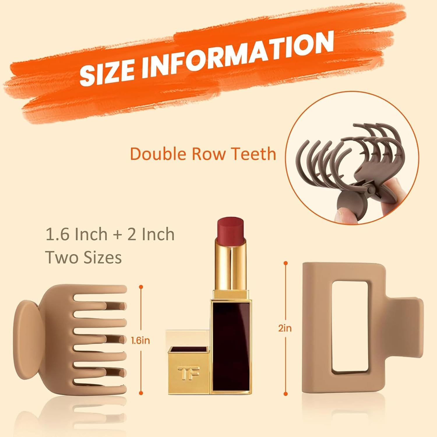 Aputue saç tokası hair buckle, 8 adet mat renkli mandal toka, kare ve çift dişli tasarım, dayanıklı