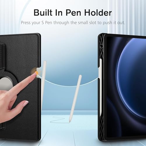 MADNOVA Samsung Galaxy Tablet Kılıfı Yatay ve Dikey Standlı 360 Derece Döner Tablet Kılıfı (SİYAH, G