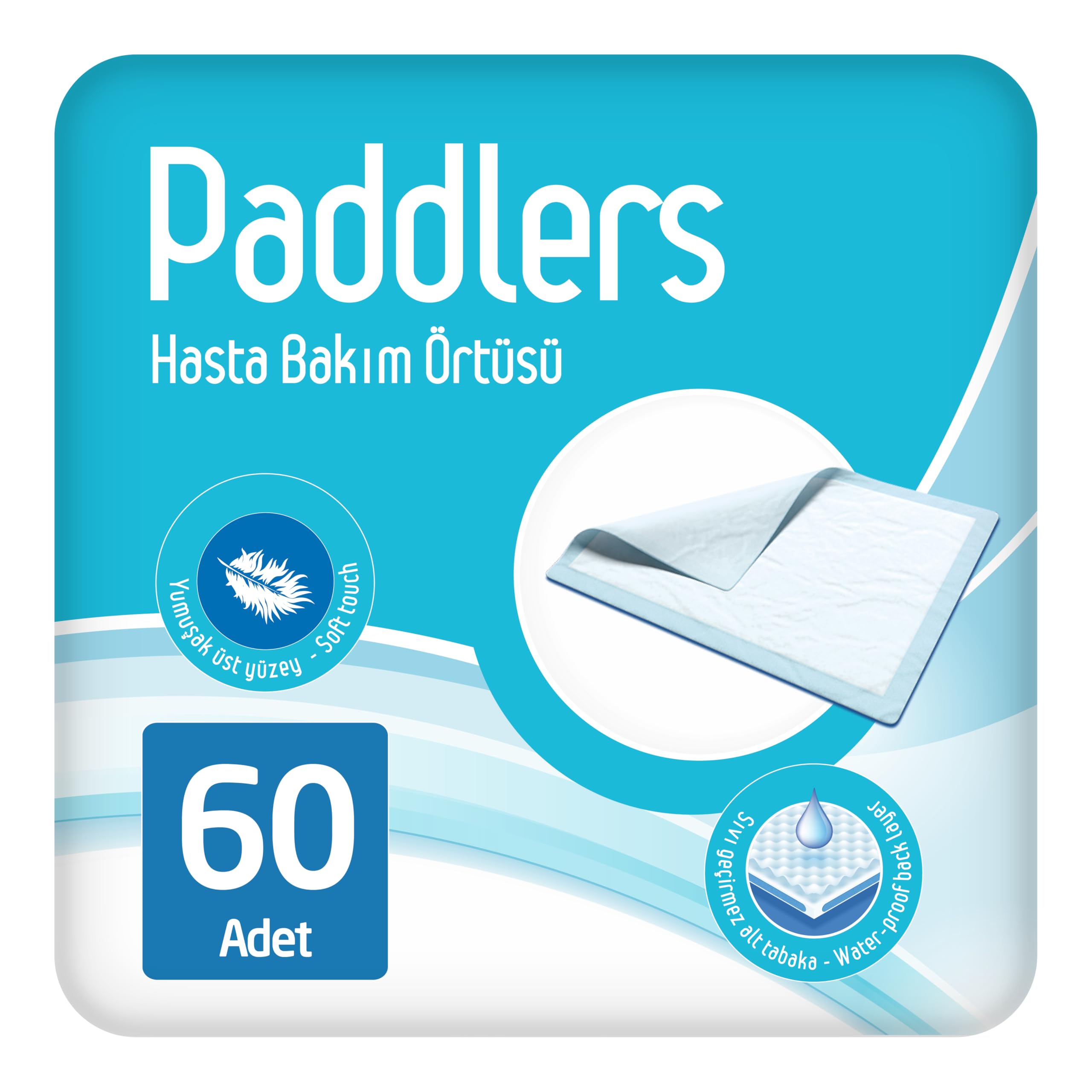 Paddlers Hasta Bakım Yatak Koruyucu Örtü 60x90 cm 60 Adet – Emici, Sıvı Geçirmez