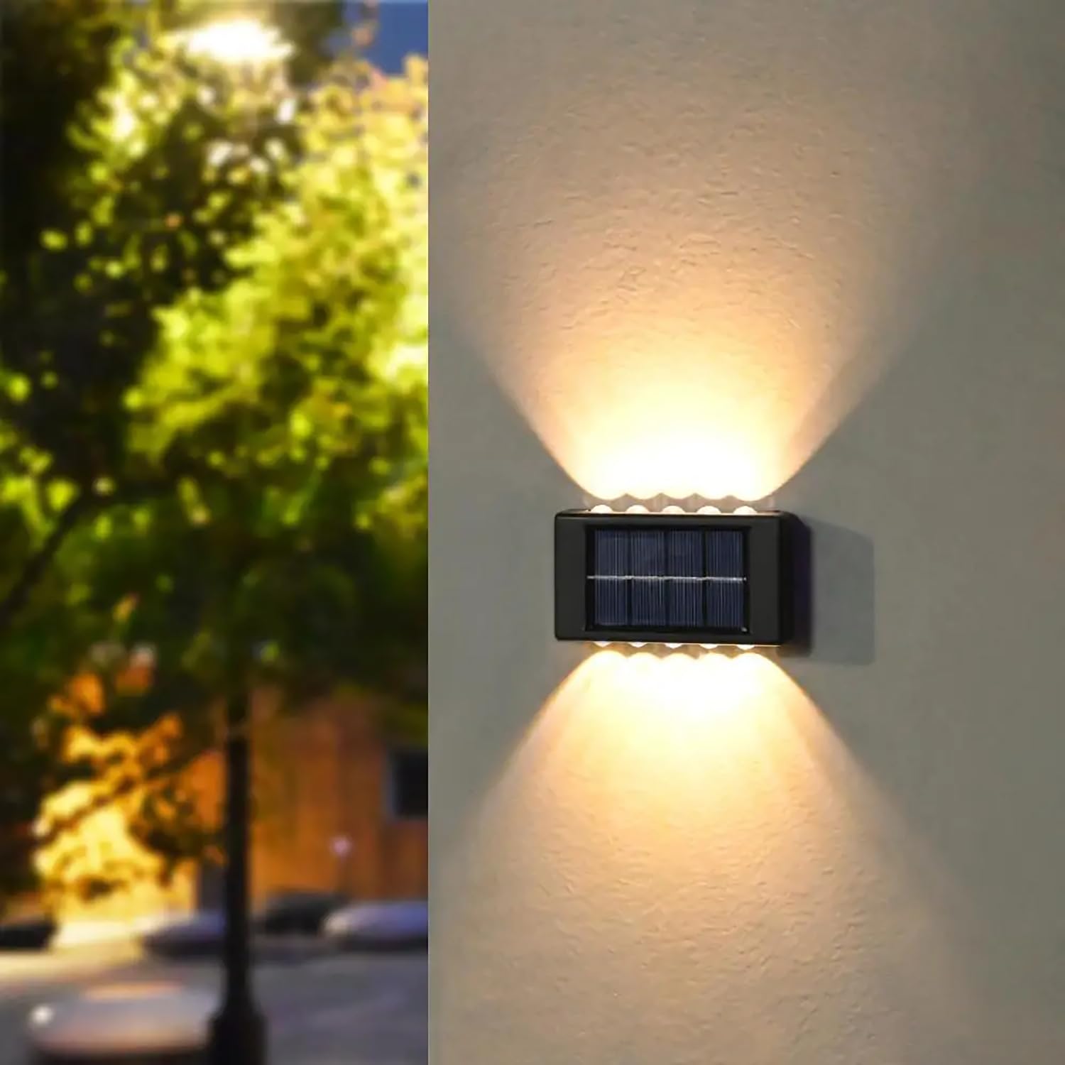 ROBEVE 10 Led 2'li Güneş Enerjili Bahçe Aydınlatma Duvar Aplik Solar Otomatik Duvar Işığı Su Geçirmez IP65