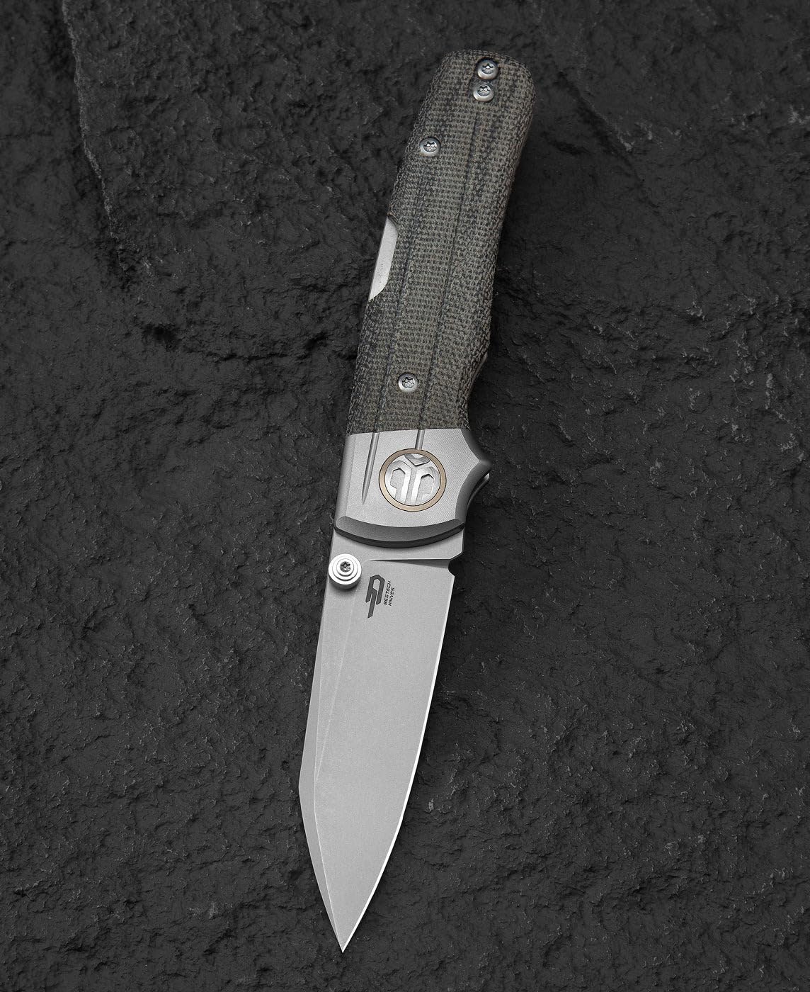BESTECH TONIC BT2204A Titanyum+Siyah Kanvas Micarta Kaplama Sap M390 Çelik Çakı