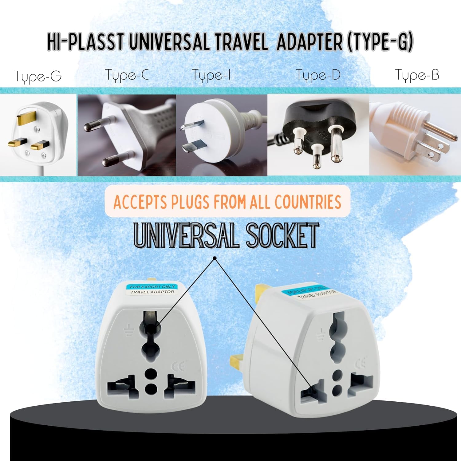 Kyrotech Tip G, İngiliz Adaptör Fişi, Hindistan, İngiltere, Dubai, Hong Kong, İrlanda, Singapur, Kıbrıs, Hac, Umre Uyumlu, 2 ve 3 Uçlu Seyahat Fiş Çevirici Dönüştürücü Priz, Uluslararası Güç Adaptörü