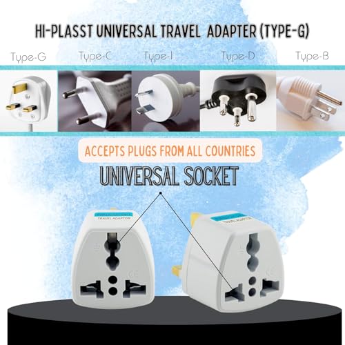 Kyrotech Tip G, İngiliz Adaptör Fişi, Hindistan, İngiltere, Dubai, Hong Kong, İrlanda, Singapur, Kıbrıs, Hac, Umre Uyumlu, 2 ve 3 Uçlu Seyahat Fiş Çevirici Dönüştürücü Priz, Uluslararası Güç Adaptörü