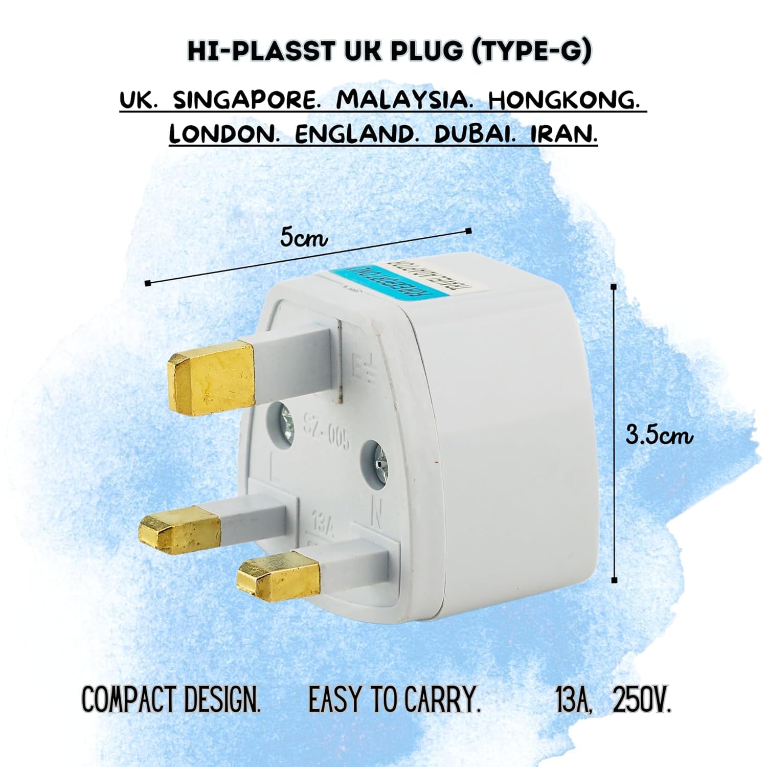 Kyrotech Tip G, İngiliz Adaptör Fişi, Hindistan, İngiltere, Dubai, Hong Kong, İrlanda, Singapur, Kıbrıs, Hac, Umre Uyumlu, 2 ve 3 Uçlu Seyahat Fiş Çevirici Dönüştürücü Priz, Uluslararası Güç Adaptörü