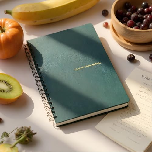 Fark Tanıtım 12 Haftalık A5 Beslenme ve Kilo Takip Planlayıcı Defter | Spiralli, Suni Deri Kapaklı, Günlük ve Haftalık Takip | Healthy Food Journal (Haki)