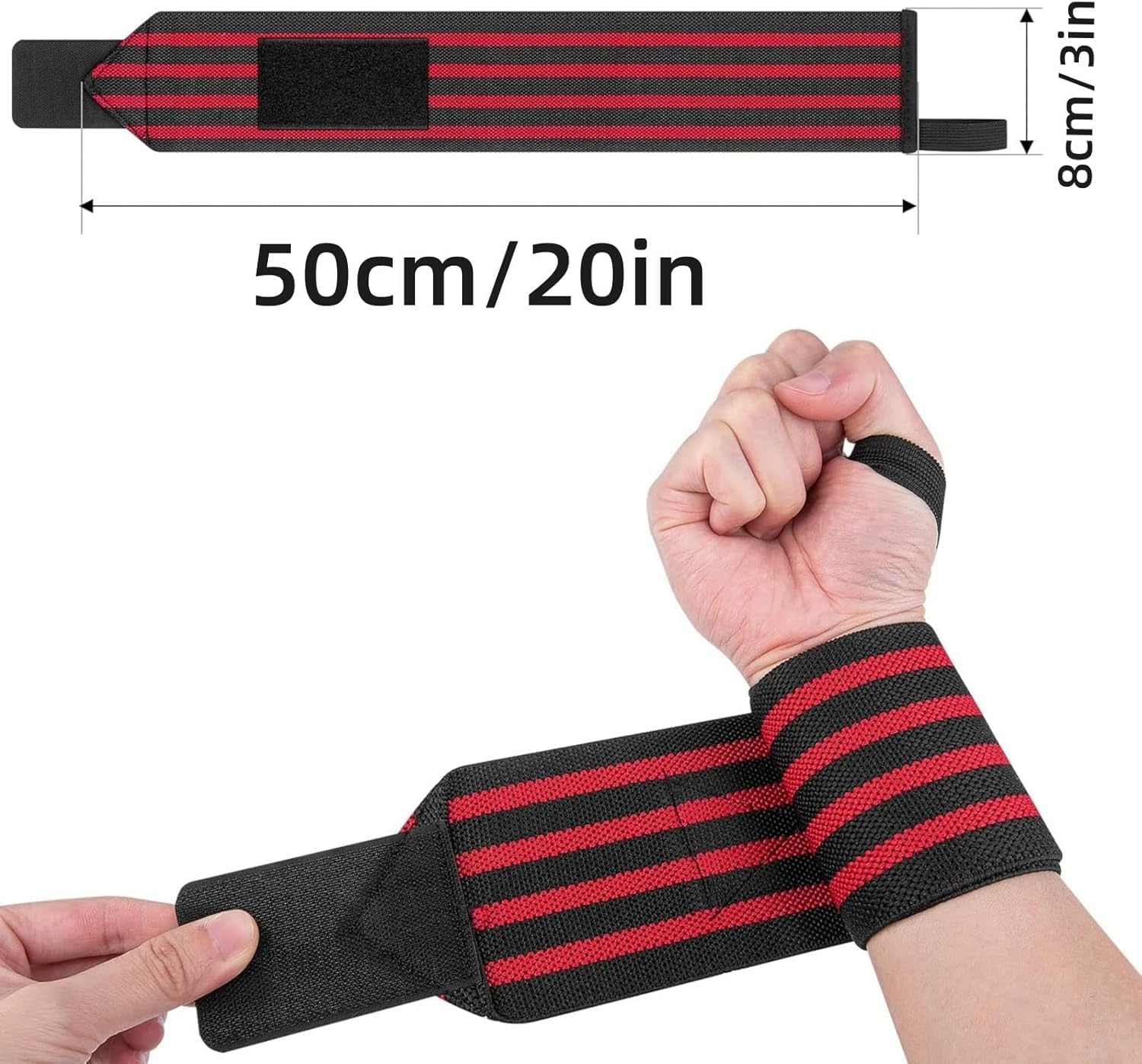 Aputue bilek kayışlı halter tutacağı, 2 adet 50 cm ayarlanabilir fitness desteği, güç antrenmanı ve ağırlık kaldırma için dayanıklı başparmak halkalı elastik bileklik, erkek ve kadın uyumlu