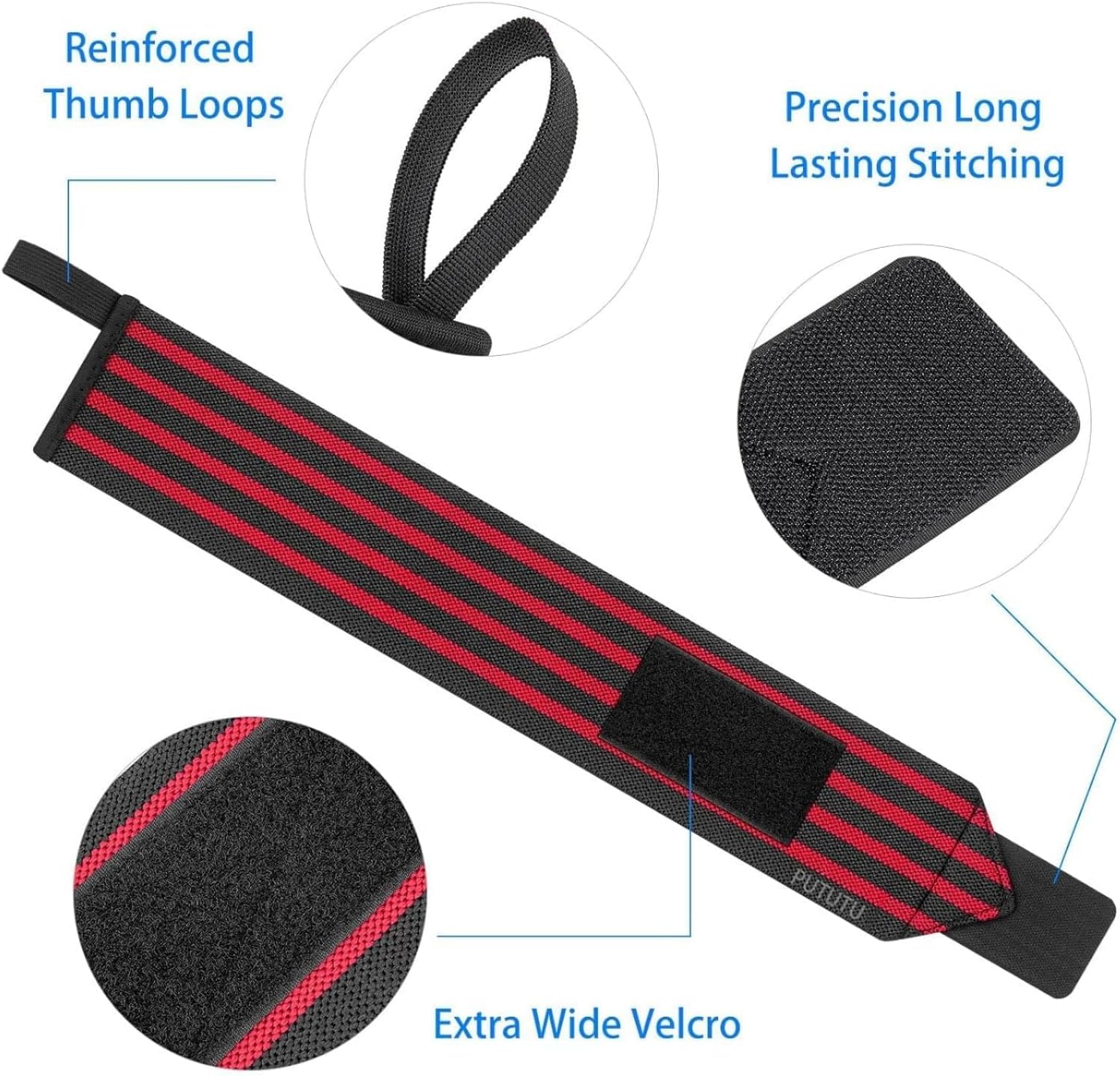 Aputue bilek kayışlı halter tutacağı, 2 adet 50 cm ayarlanabilir fitness desteği, güç antrenmanı ve ağırlık kaldırma için dayanıklı başparmak halkalı elastik bileklik, erkek ve kadın uyumlu