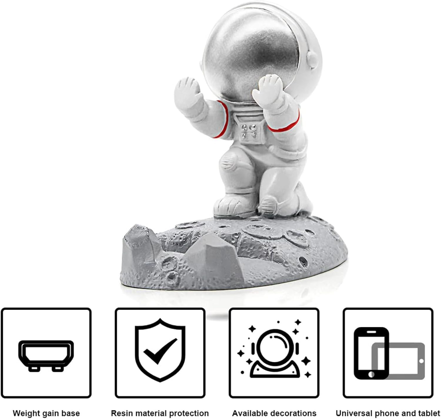 Aputue Cep telefonu standı, Astronot Tasarımlı Yaratıcı Telefon Tutucu, Eğlenceli Masaüstü Telefon Standı, Sevimli Uzay Temalı, Akıllı Telefon ve Tabletler İçin, Ev Dekorasyon Aksesuarı (Gümüş)
