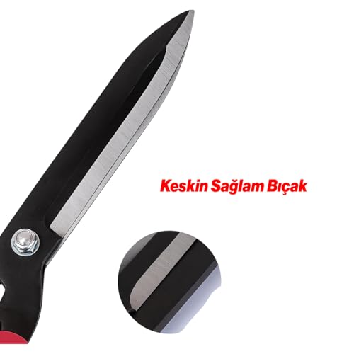Plastik Saplı Eğri Çim Budama Makası Çalı Çimen Biçme Kesme Makas 50 cm Keskin Metal Bıçkı 1 Adet