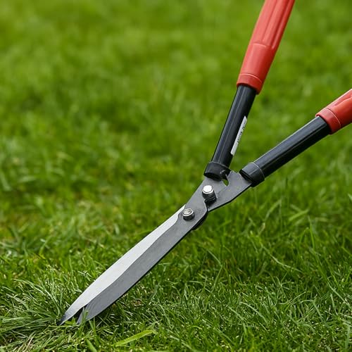 Plastik Saplı Eğri Çim Budama Makası Çalı Çimen Biçme Kesme Makas 50 cm Keskin Metal Bıçkı 1 Adet