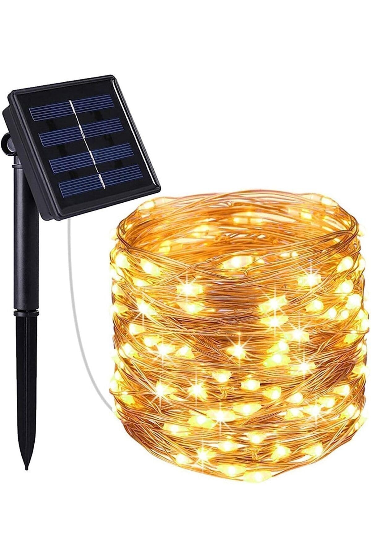 Menfry 20 Mt Güneş Enerjili Solar Peri Led Işık Dekoratif Bahçe Büyük Panel Aydınlatma Dış Mekan (200 Led)