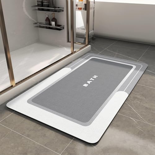 NetMarkt Banyo Paspası - Kaymaz Süper Emici Lekeye Dayanıklı Hızlı Kuruyan İnce Banyo Halısı - Küvet Vanity İçin Zemin Paspası - Kolay Bakım 40 x 60