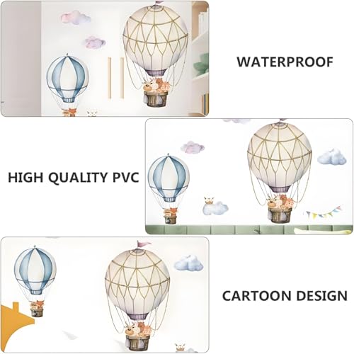 Xspring Duvar Çıkartmaları, Sevimli Kendinden Yapışkanlı Bebek Odası Dekoru, Çıkarılabilir Bulut ve Hayvanlı Balon Desenli, Çocuk Odası ve Oturma Odası İçin Duvar Kağıdı Çıkartmaları