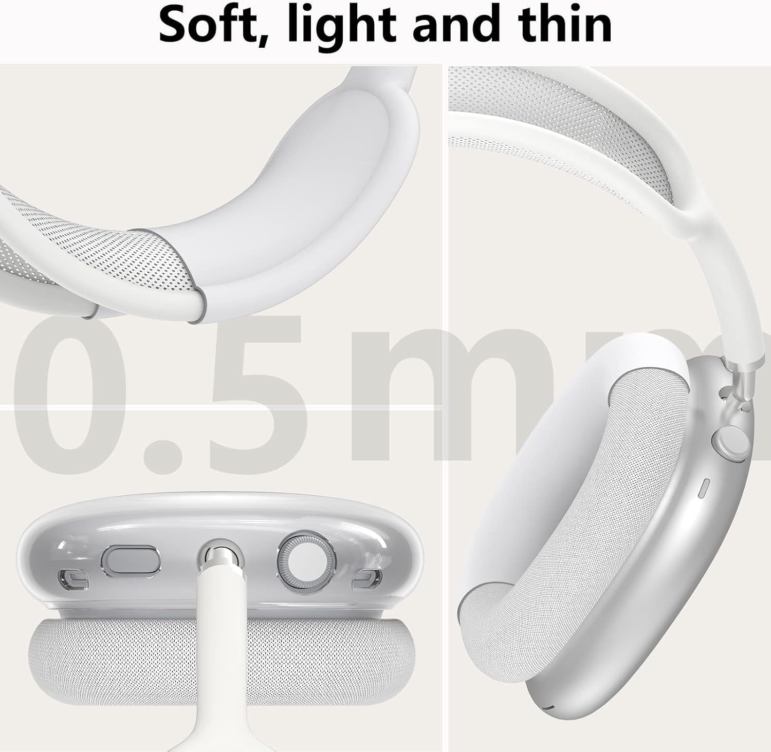 Xspring Kulaklık Koruyucu Kılıf, 3'ü 1 Arada Çizilmeye Karşı Dayanıklı Ter Emici Kulaklıks Kılıfı, Baş Bandı ve Kulaklık Pedi Koruması, Yumuşak Silikon Kılıf