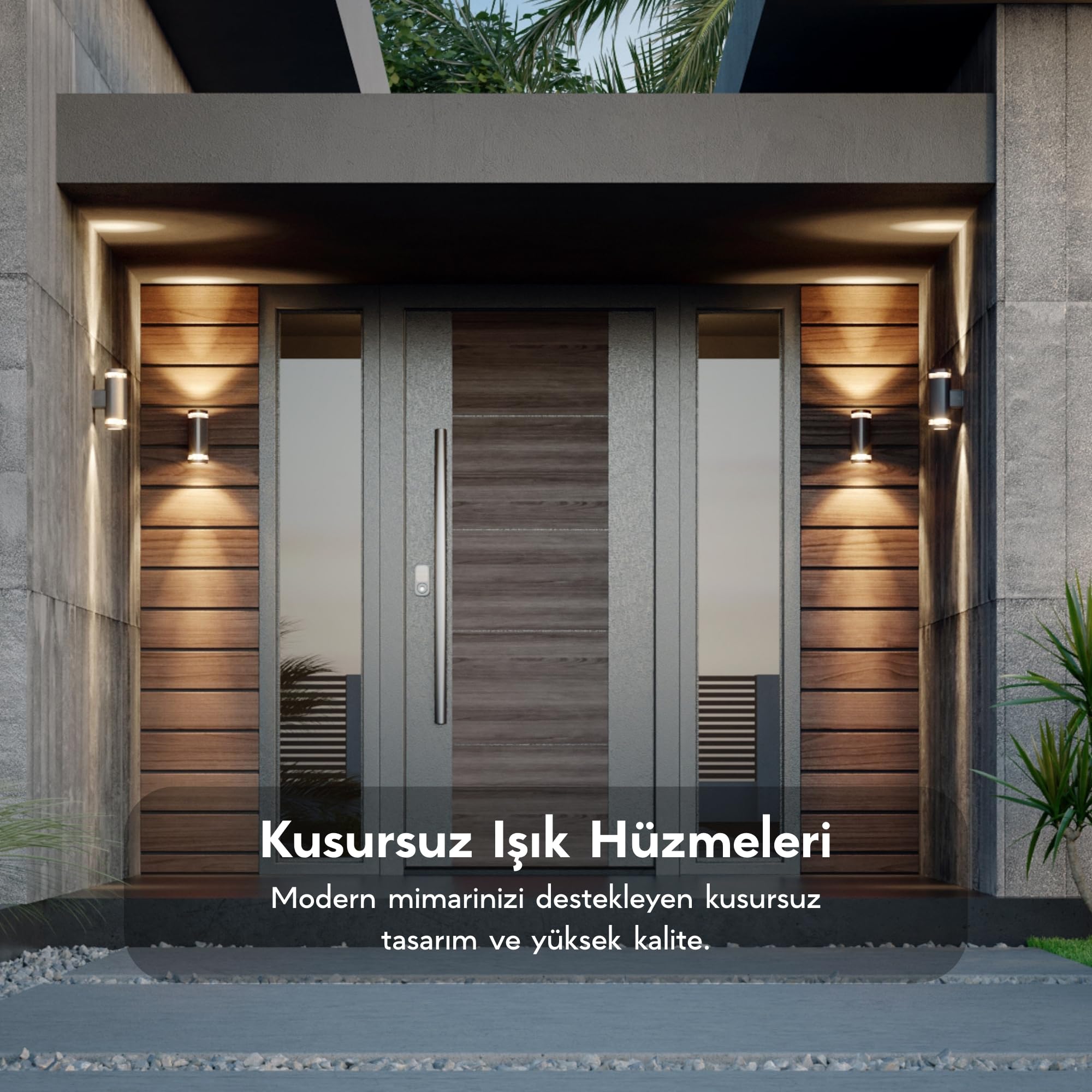 Gala Duo Dış Mekan Duvar Apliği Çift Yönlü Aydınlatma, Alüminyum Gövde, Modern Suya Dayanıklı Bahçe ve Bina Cephe Lambası, 4000K Doğal Beyaz Işık, 21 cm Uzunluk