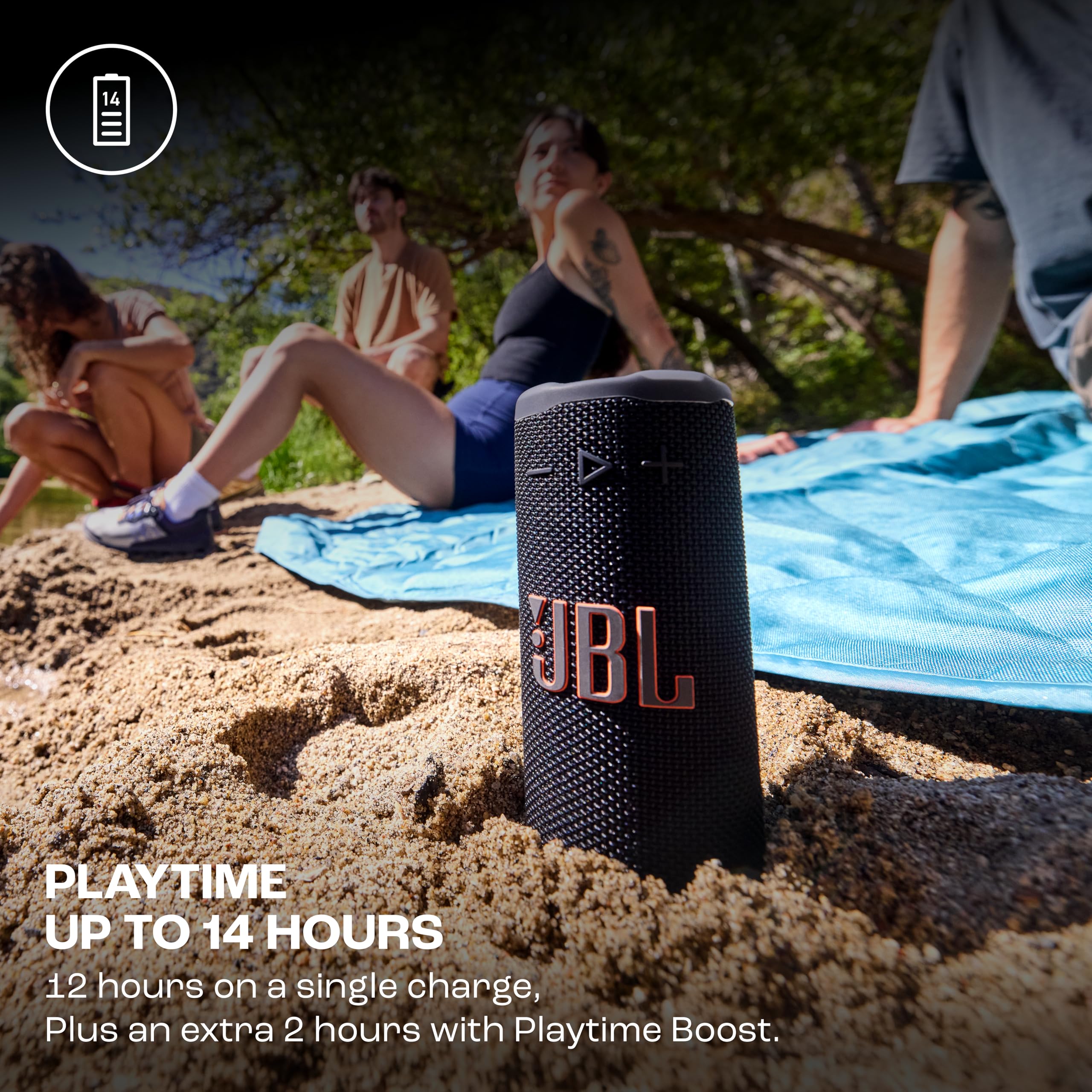 JBL Grip Bluetooth hoparlör, Siyah, JBL Pro ses, AI Sound Boost, IP68 su geçirmez ve toz geçirmez, a