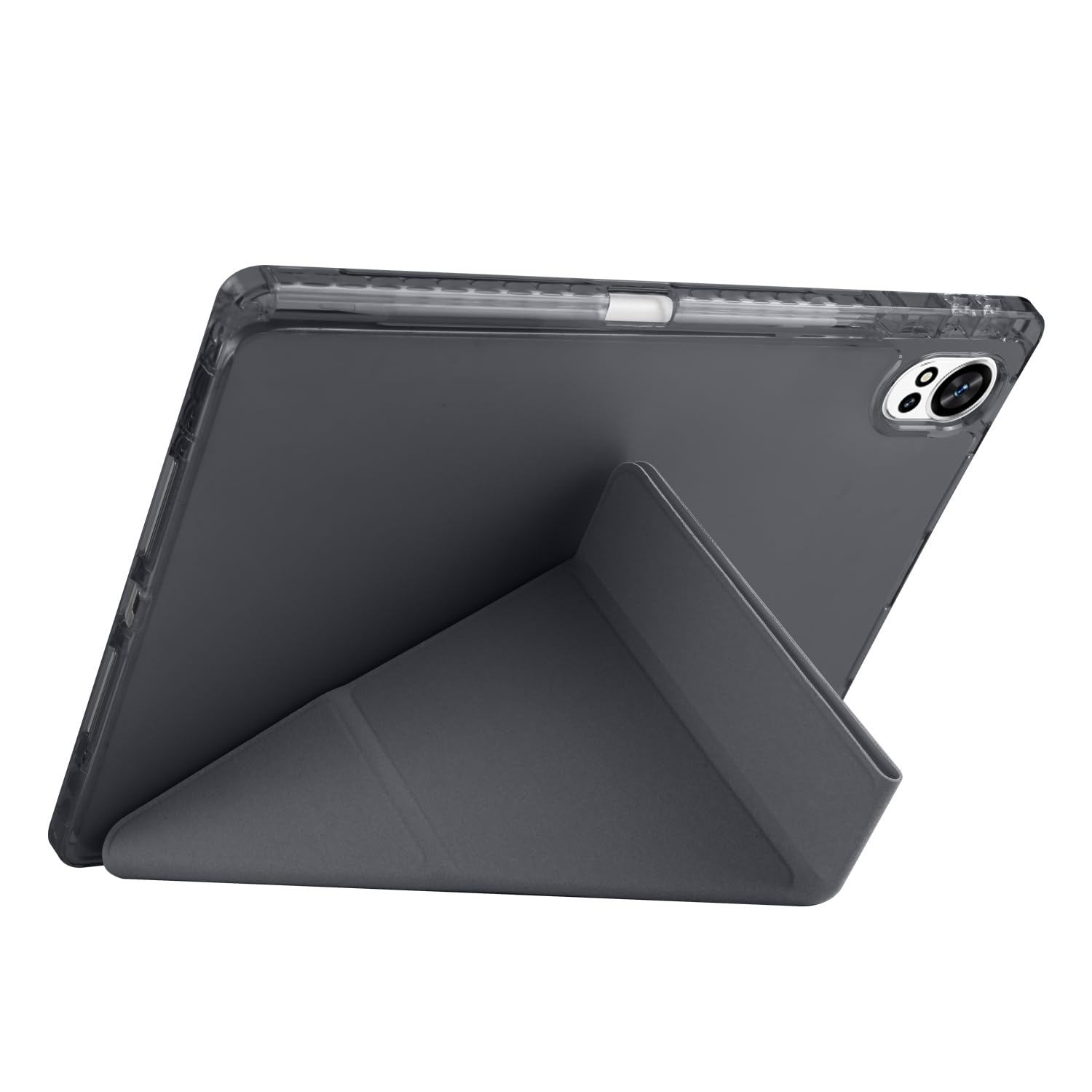 Aksesuarcim Huawei MatePad 12X ile Uyumlu Kılıf Silikon Yumuşak Kalem Bölmeli Esnek 4 Farklı Stand Olabilen Tablet Kılıfı Siyah