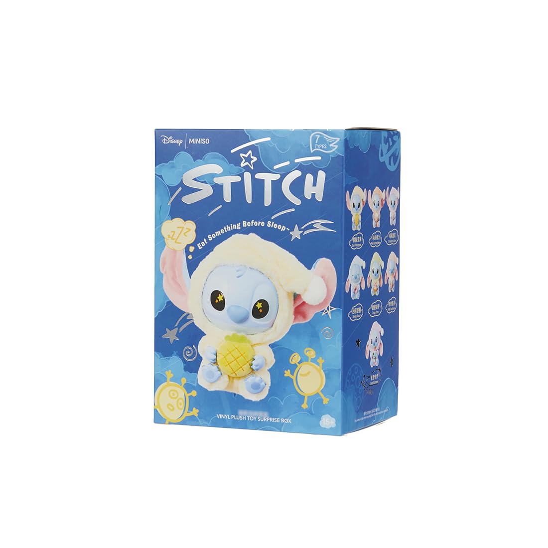MINISO Disney Stitch Eat Something Before Sleep Collection Vinil Peluş Oyuncak Sürpriz Kutu Figür Modeli Rastgele Tasarım Kör Kutu Oyuncak Ev Dekoru için Koleksiyon Oyuncak Doğum Günü Hediyeleri