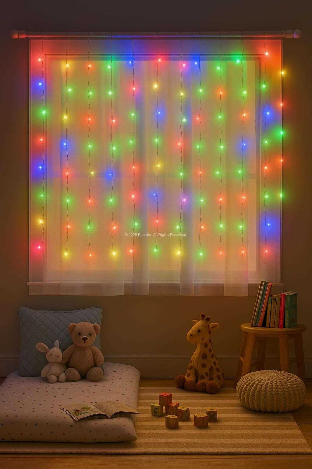Busstier Perde Led Işık Peri Led 3m x 3m 300 LED Uzaktan Kumandalı Yüksek Kaliteli Dekoratif Aydınlatma Yatak Odası Balkon Düğün Parti Süsleme Işıkları Sıcak Beyaz
