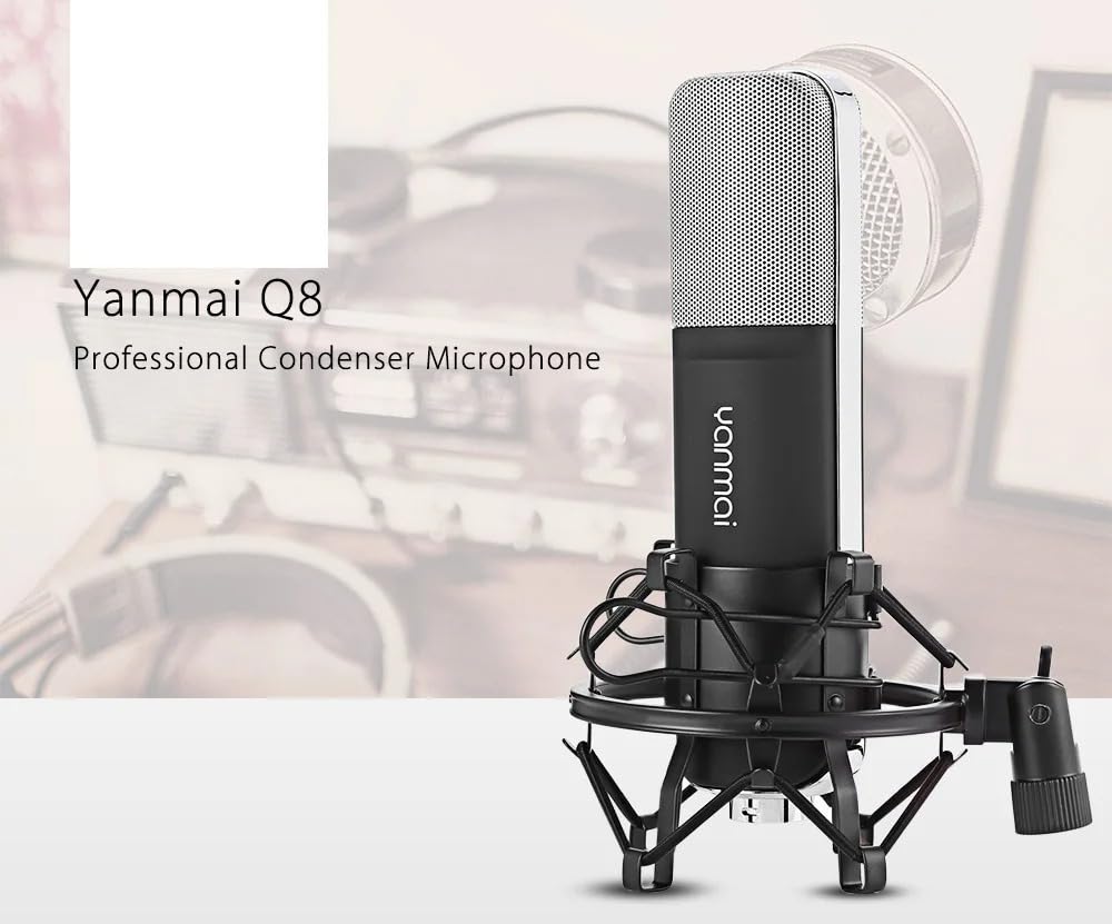 Coverzone Yanmai Q8 Profesyonel Condenser Mikrofon – Cardioid Yönlü, 37dB Hassasiyet, 50Hz-16kHz Geniş Frekans Aralığı, Tak-Çalıştır 3.5mm, PC & Notebook ile Uyumlu | Q8