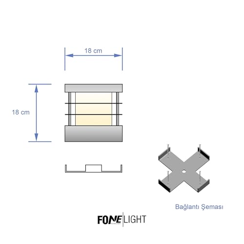 FoneLight Set Üstü Bahçe Aydınlatma 18x18 cm Genişik – Alüminyum Gövde, 3000K Sıcak Beyaz, IP65 Su Geçirmez Dış Mekan Dekoratif Lamba