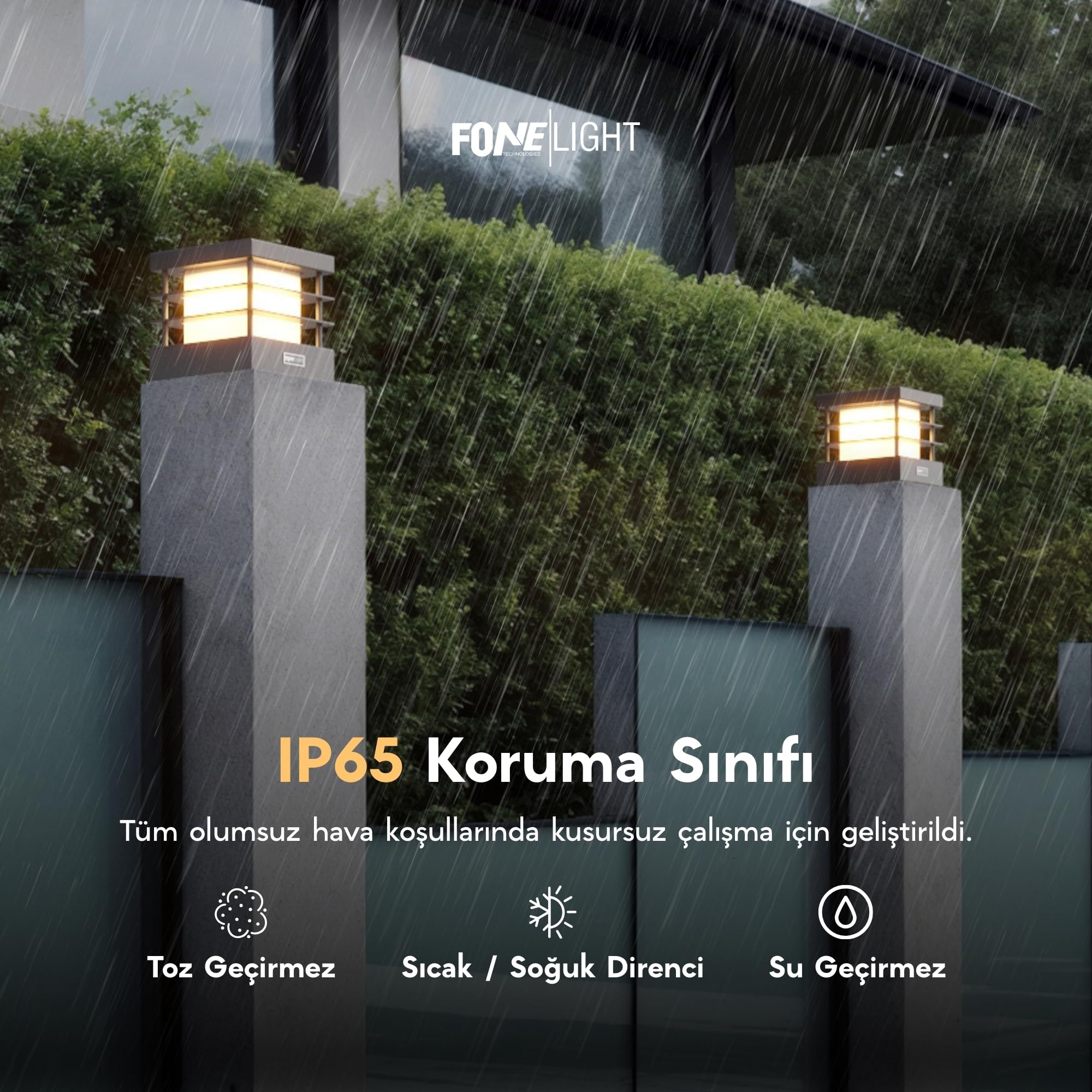 FoneLight Set Üstü Bahçe Aydınlatma 18x18 cm Genişik – Alüminyum Gövde, 3000K Sıcak Beyaz, IP65 Su Geçirmez Dış Mekan Dekoratif Lamba