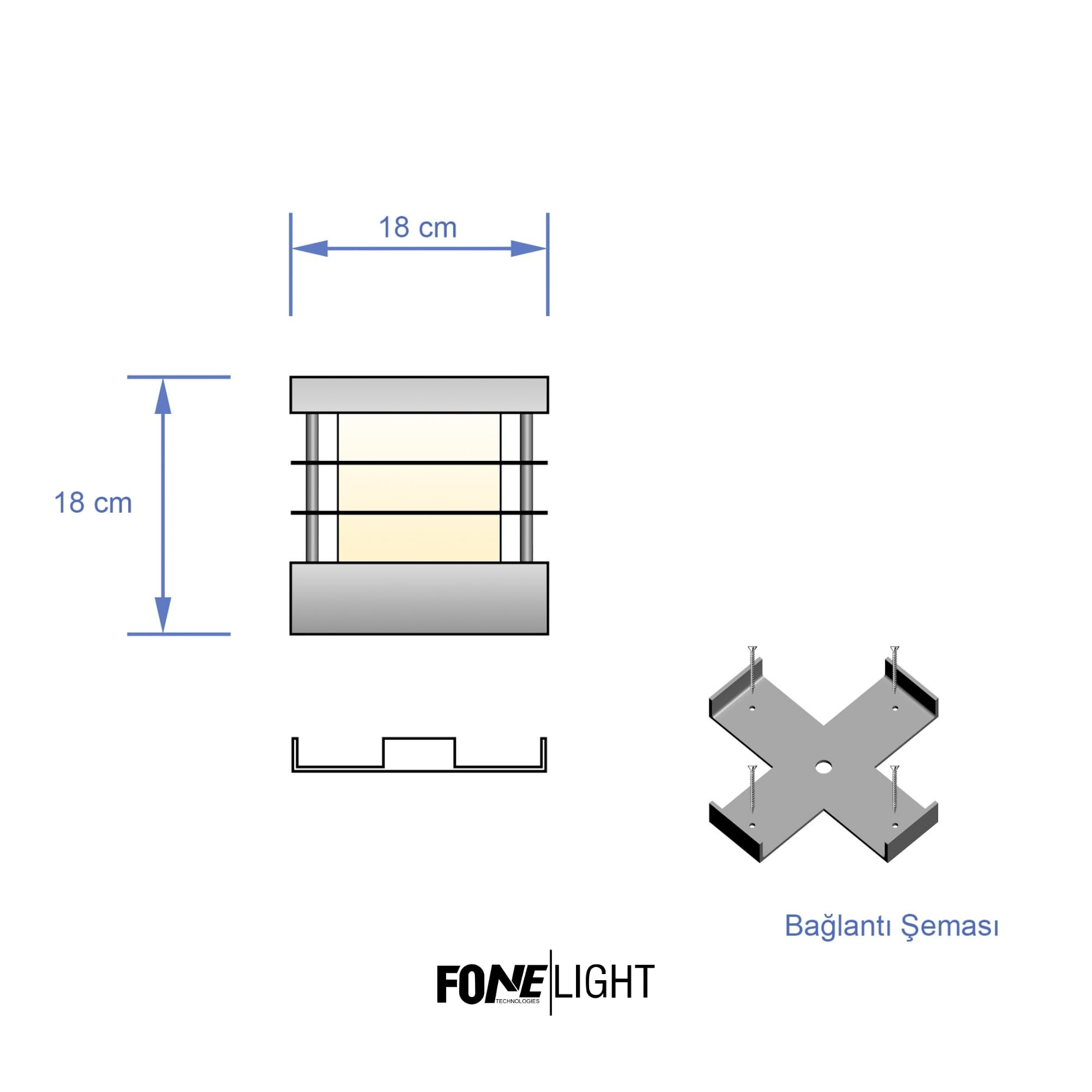 FoneLight Set Üstü Bahçe Aydınlatma 18x18 cm Genişik – Alüminyum Gövde, 3000K Sıcak Beyaz, IP65 Su Geçirmez Dış Mekan Dekoratif Lamba