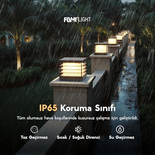 FoneLight Set Üstü Bahçe Aydınlatma 24x24 cm – Alüminyum Gövde, 3000K Sıcak Beyaz Işık, IP65 Suya Dayanıklı, Modern Dış Mekan Dekoratif Lamba