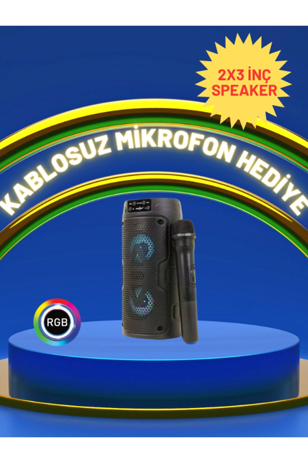 Teknoloji Gelsin Bluetooth Karaoke Hoparlör, RGB Işıklı, 29 cm, Kablosuz Mikrofonlu, FM Radyo, USB/SD Kart/AUX