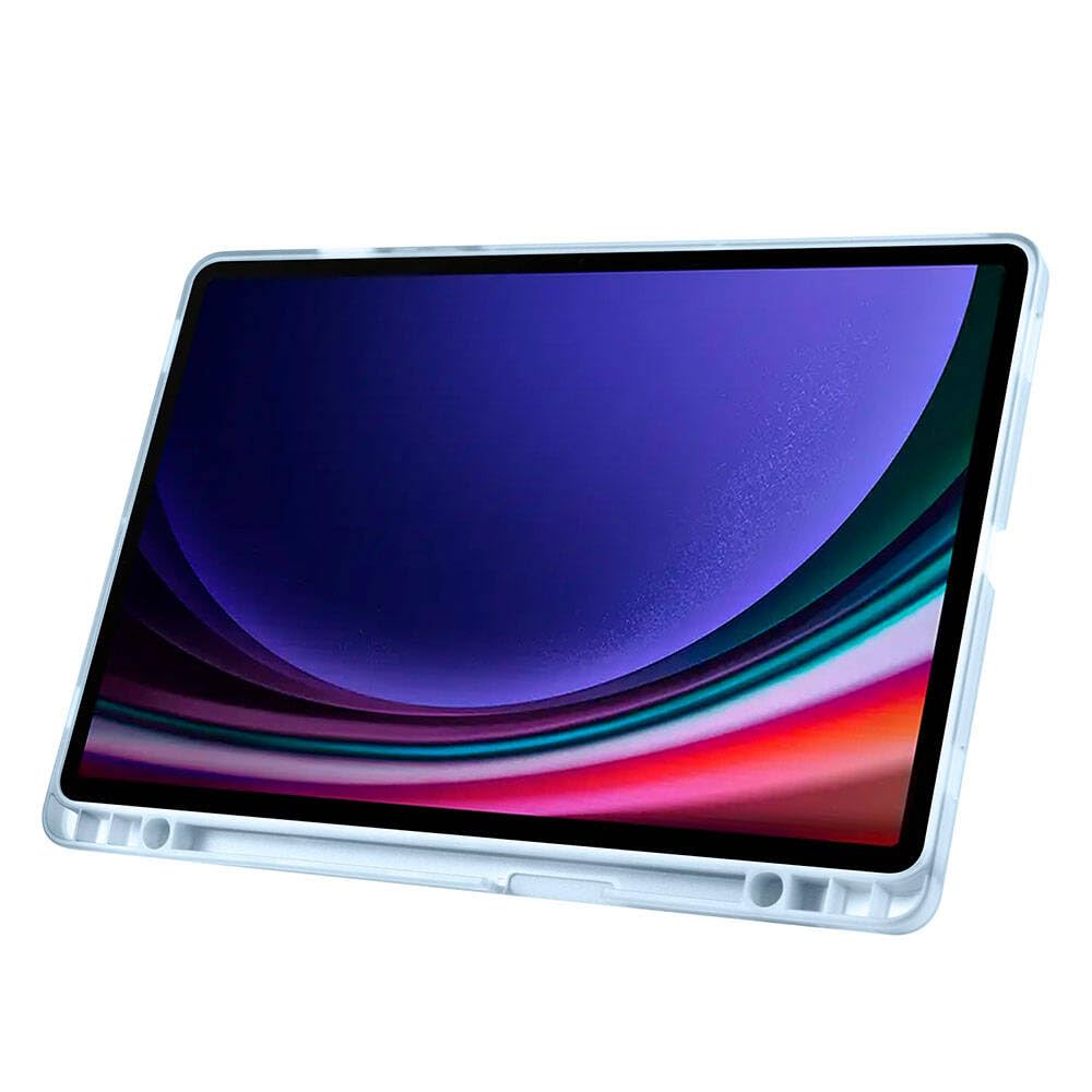 Aksesuarcim Samsung Galaxy Tab S10 Fe ile Uyumlu Kılıf Silikon Yumuşak Kalem Bölmeli Esnek 4 Farklı Stand Olabilen Tablet Kılıfı Mavi