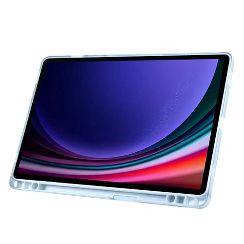 Aksesuarcim Samsung Galaxy Tab S10 Fe ile Uyumlu Kılıf Silikon Yumuşak Kalem Bölmeli Esnek 4 Farklı Stand Olabilen Tablet Kılıfı Mavi